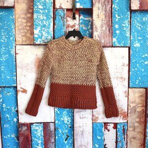 Women's UNBRANDED Crochet Sweater Long Sleeve Crew Neck NO SIZE Brown